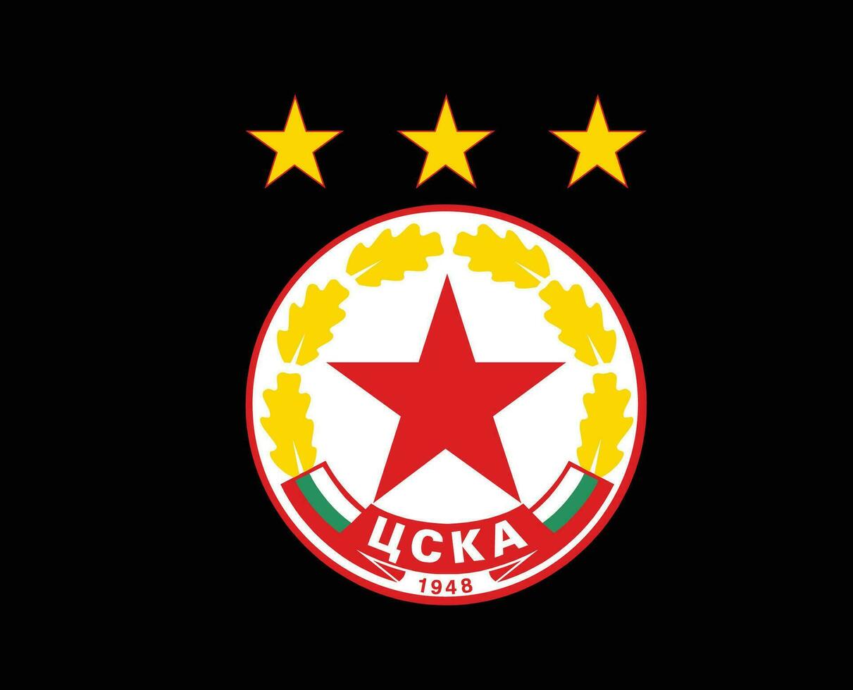 CSKA Sofia Club Logo Symbol Bulgarie League Football Abstract Design Vector Illustration With Black Background