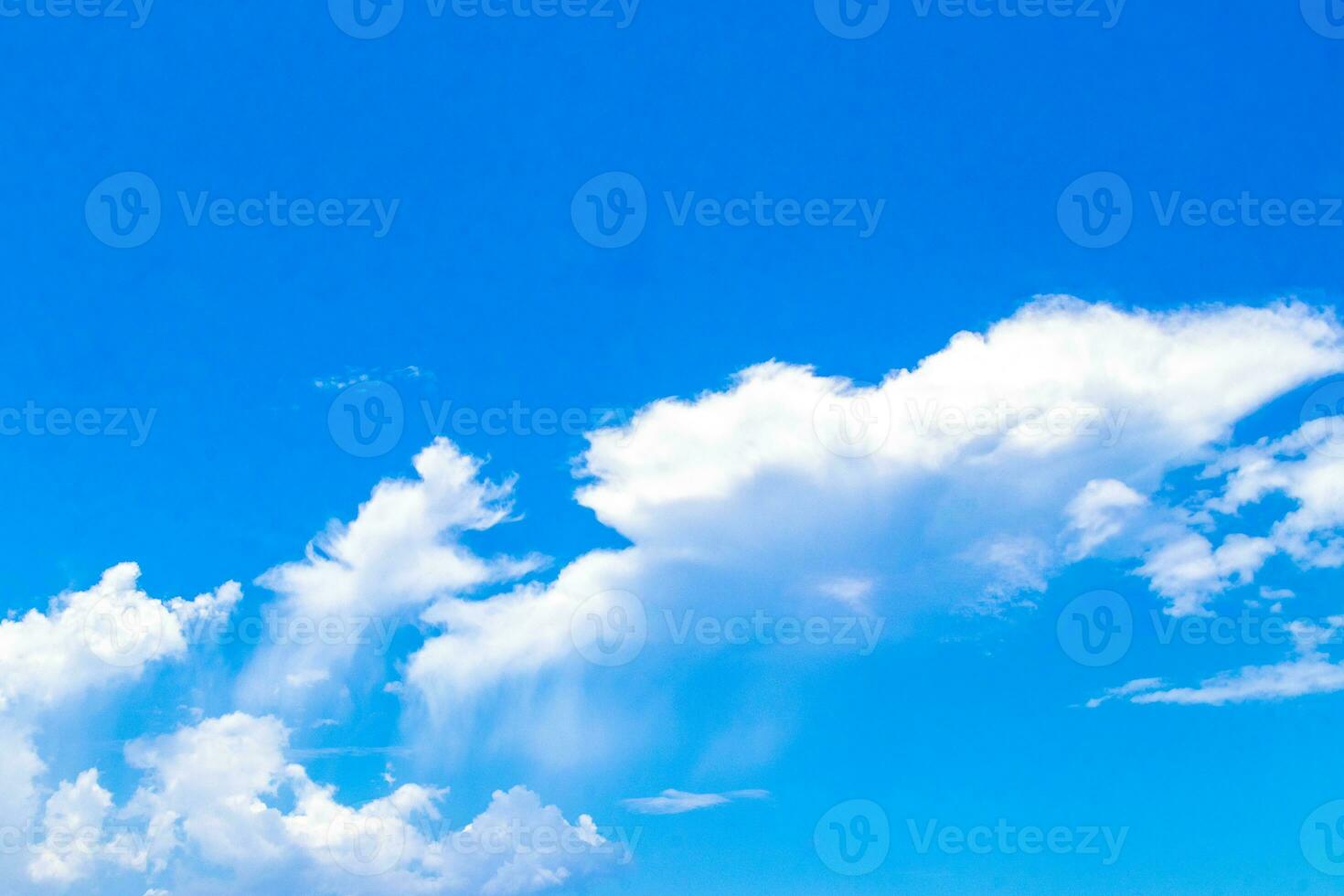 Blue sky with beautiful clouds on sunny day in Mexico. photo