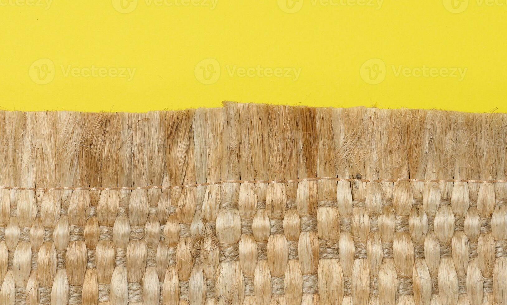 The texture of a jute brown fabric with a large interlacing of fibers photo