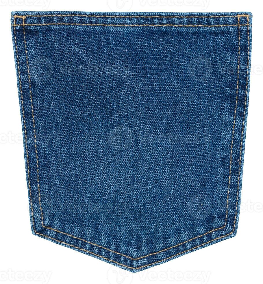 Back pocket of blue jeans, close up photo