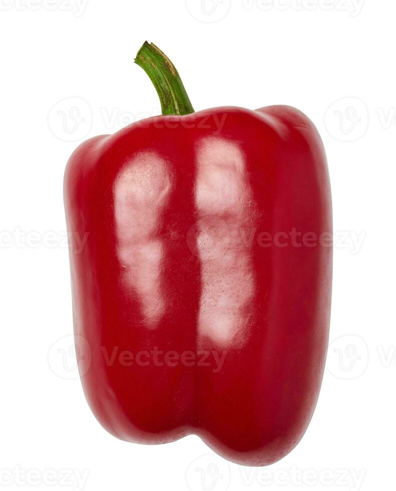 Whole red bell pepper isolated on white background, juicy and healthy vegetable photo