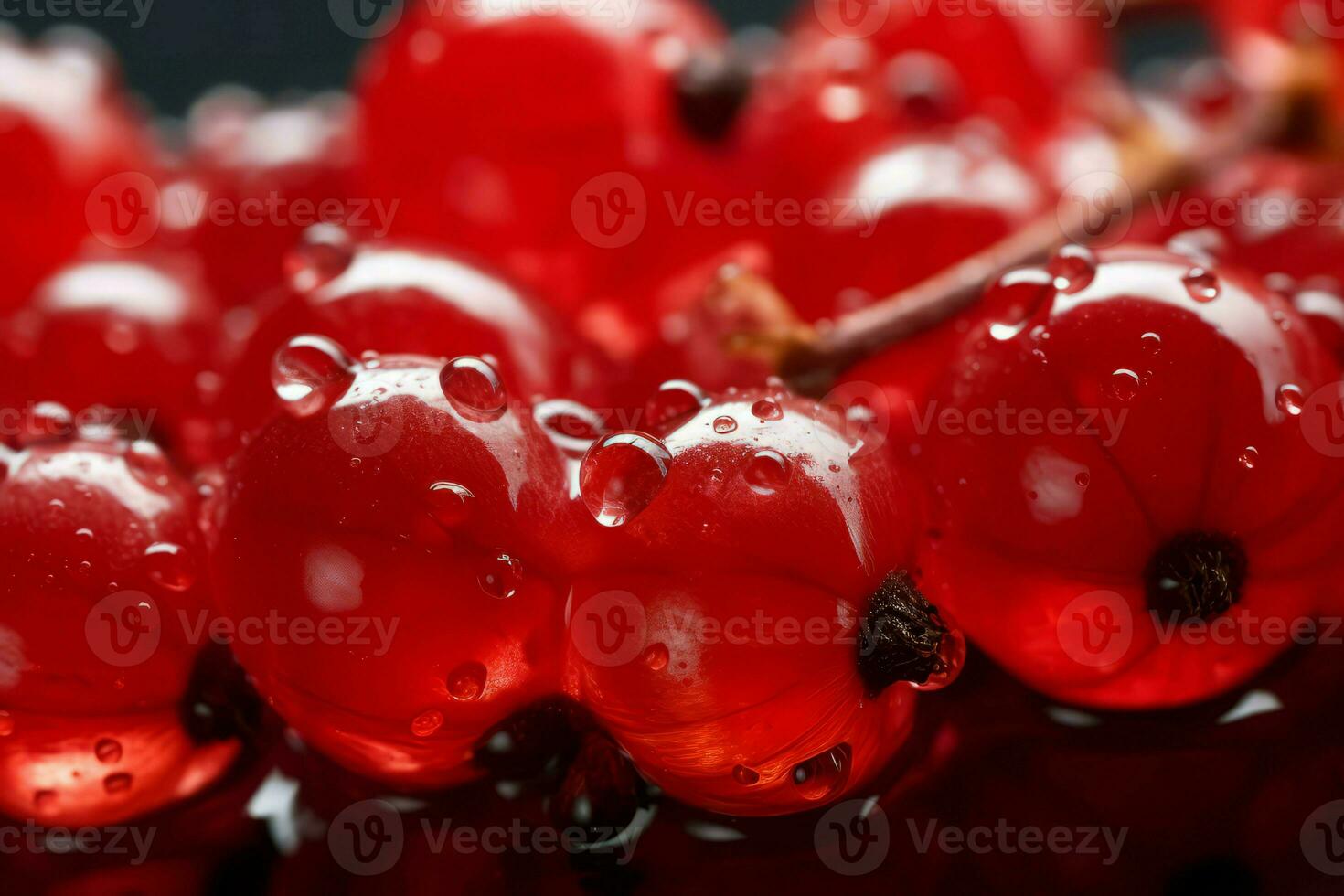 Red currant berries water drops. Generate Ai photo