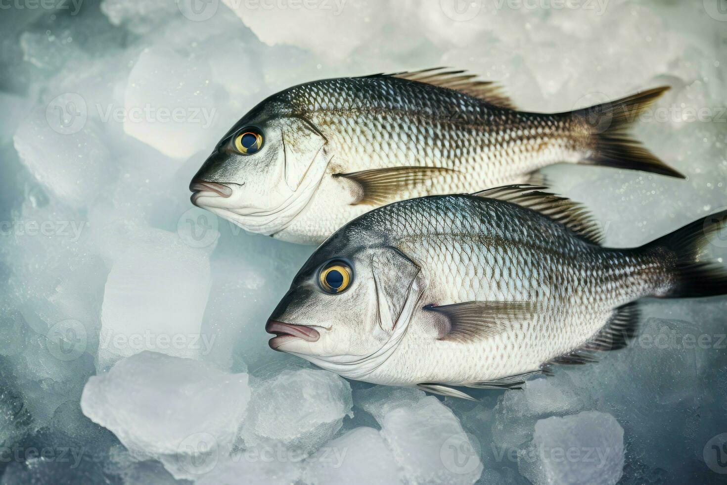 Bream fish ice. Generate Ai photo