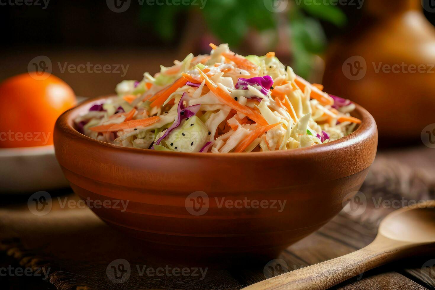 Coleslaw salad bowl kitchen. Generate Ai photo