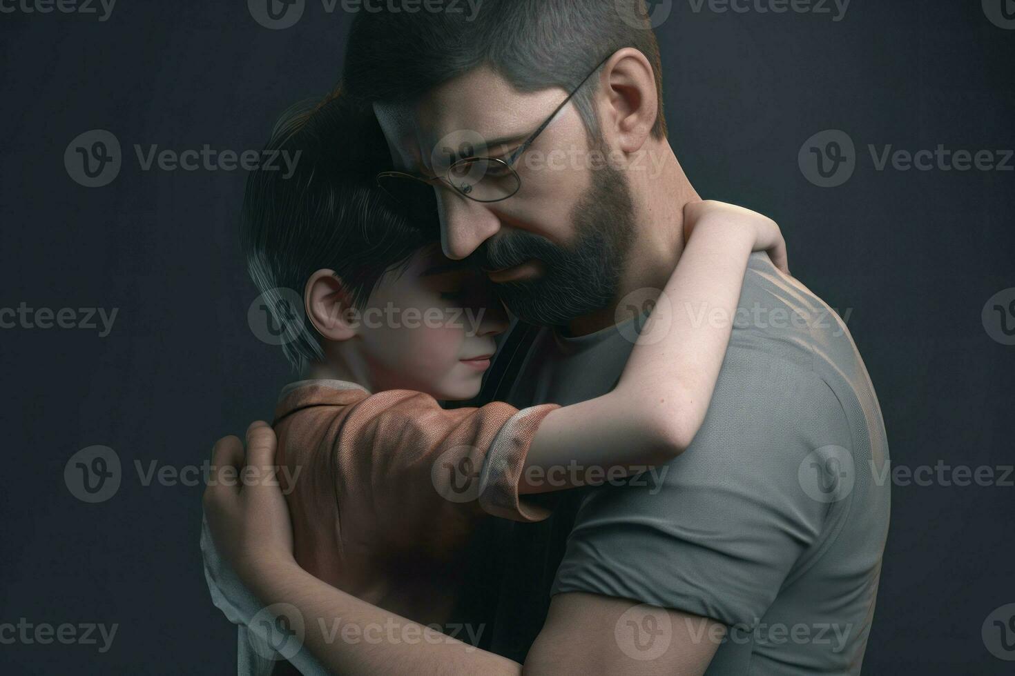 Son hugs father. Generate Ai photo