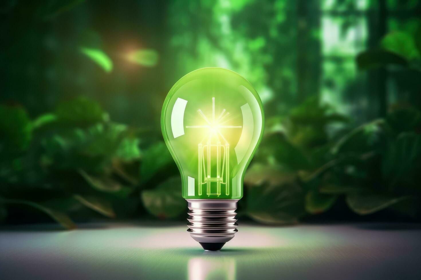 Eco Friendly Lightbulb, Energy Efficiency, Renewable and Sustainable Energy Concept. Generative Ai photo