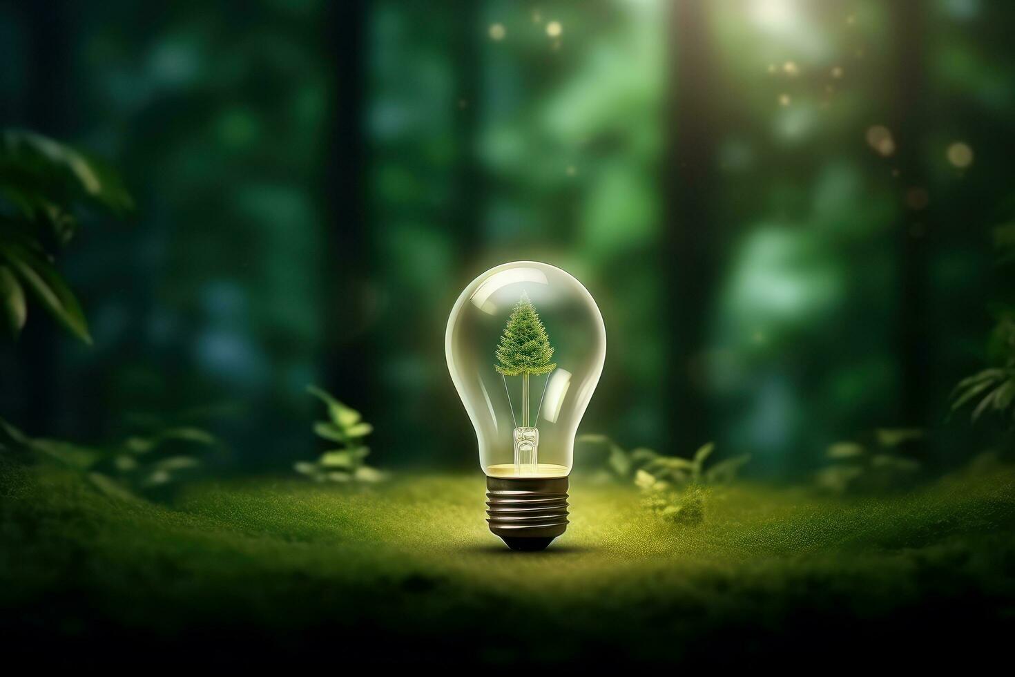 Eco Friendly Lightbulb, Energy Efficiency, Renewable and Sustainable Energy Concept. Generative Ai photo