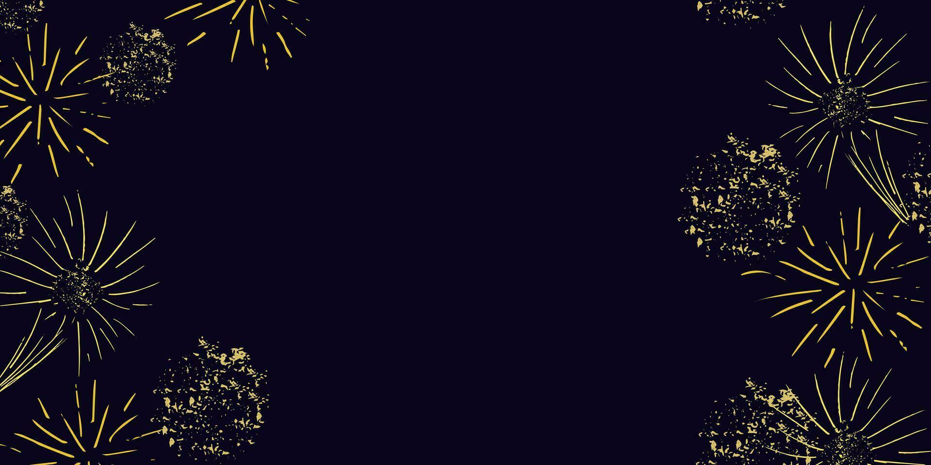 Background  dark sky with colored festive fireworks vector