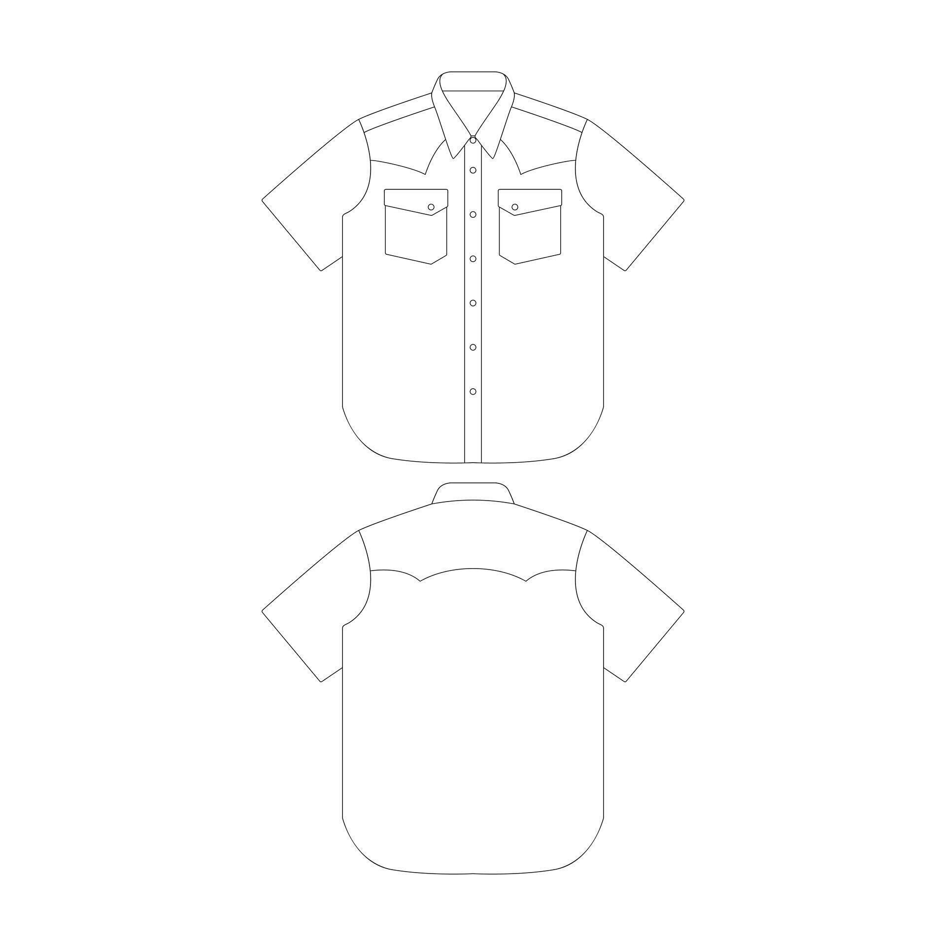 template short sleeve slanted pockets western shirt vector illustration ...