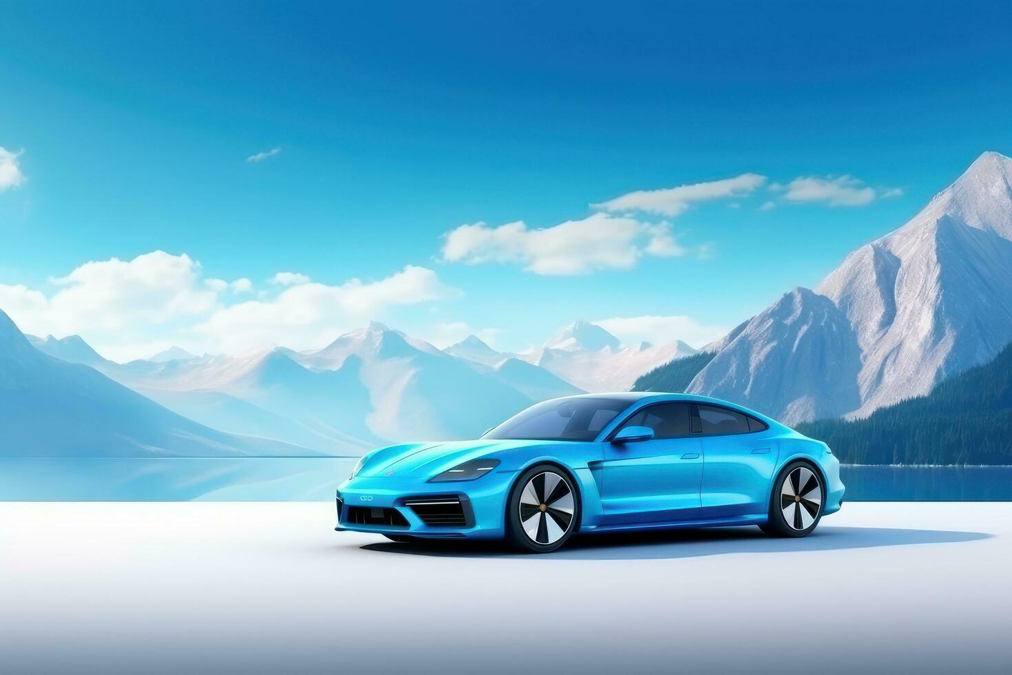 Eco Friendly Car, Autonomous Self Driving Car, Zero Carbon Emissions EV Vehicle, Renewable and Sustainable Energy Concept. Generative AI photo