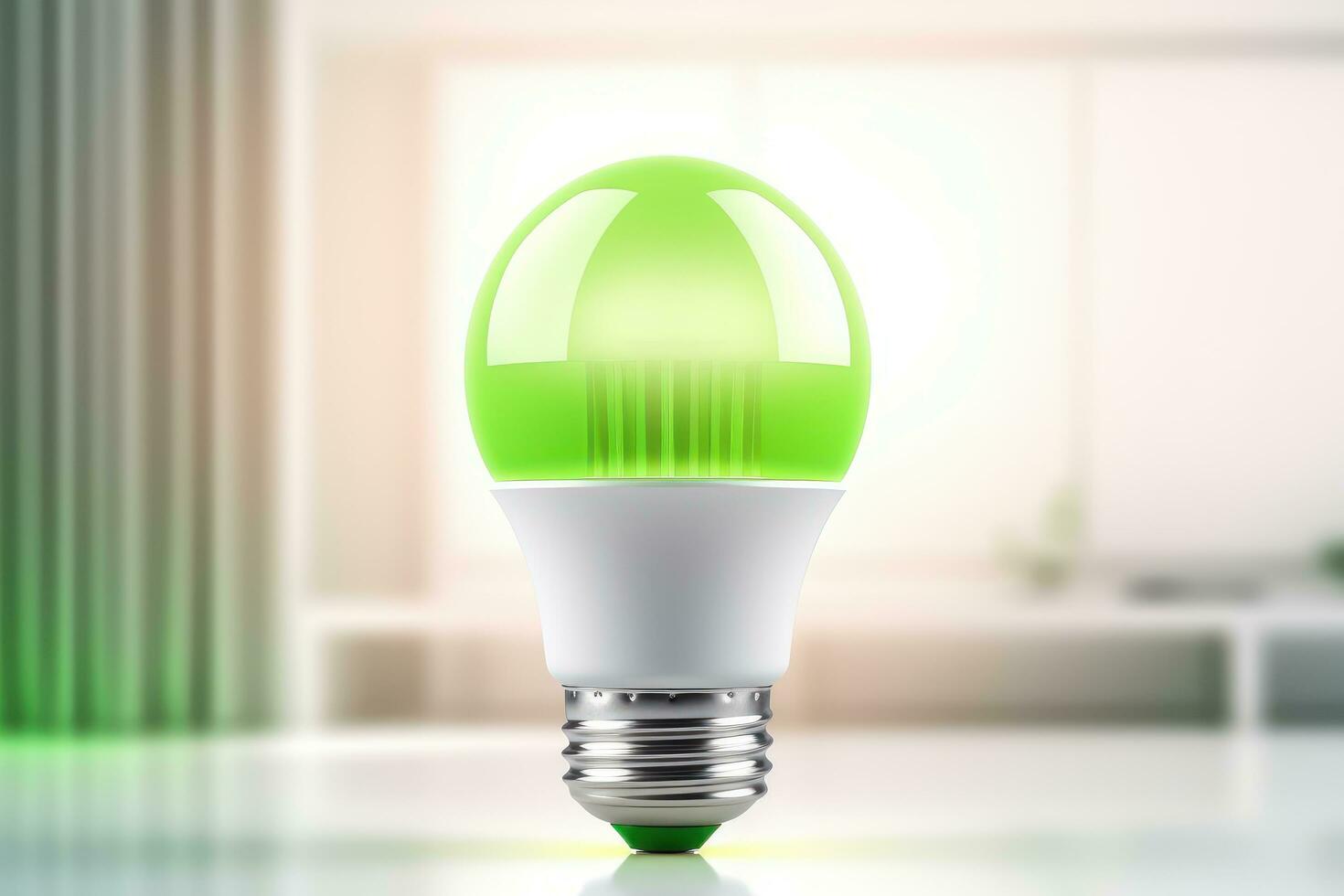 Eco Friendly Lightbulb, Energy Efficiency, Renewable and Sustainable Energy Concept. Generative Ai photo