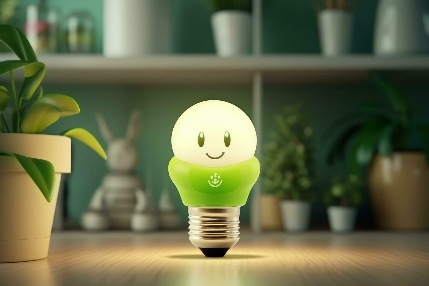 Eco Friendly Lightbulb, Energy Efficiency, Renewable and Sustainable Energy Concept. Generative Ai photo