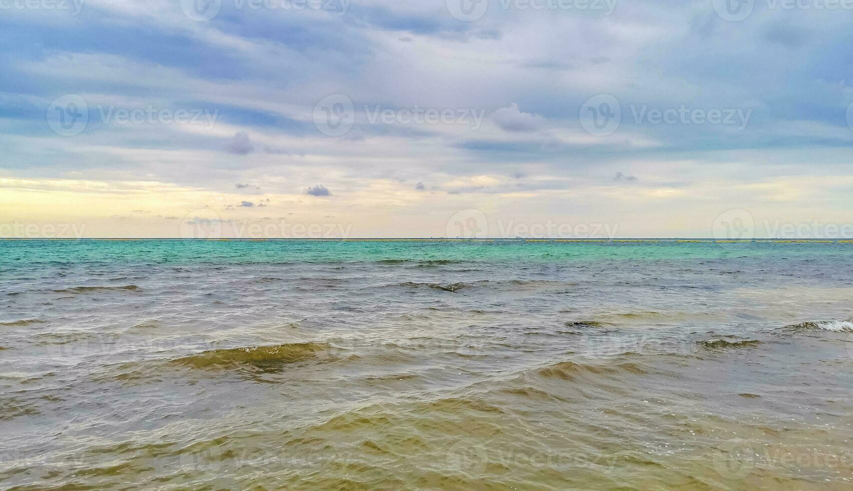 Tropical mexican beach clear turquoise water Playa del Carmen Mexico. photo