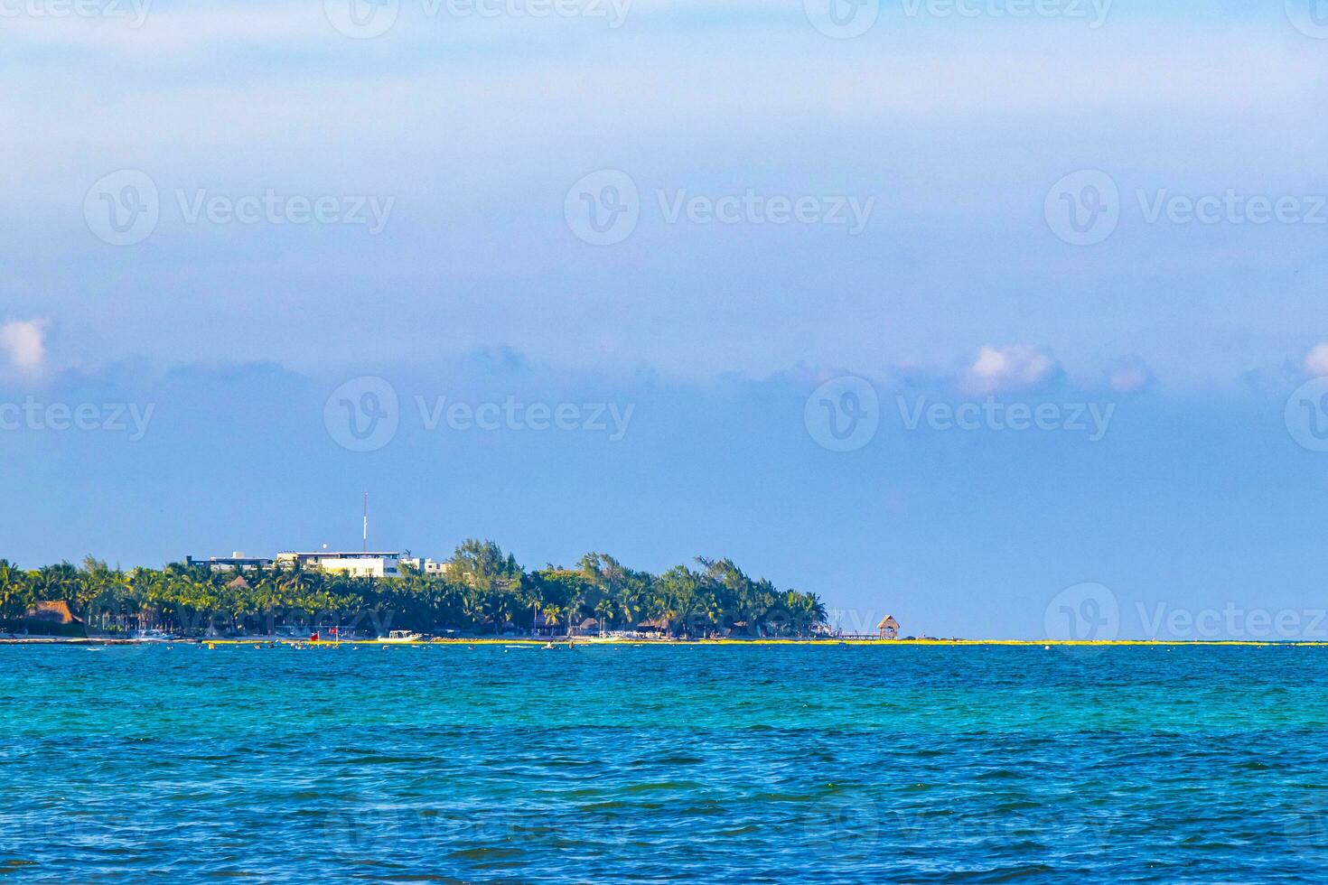 Tropical mexican beach clear turquoise water Playa del Carmen Mexico. photo