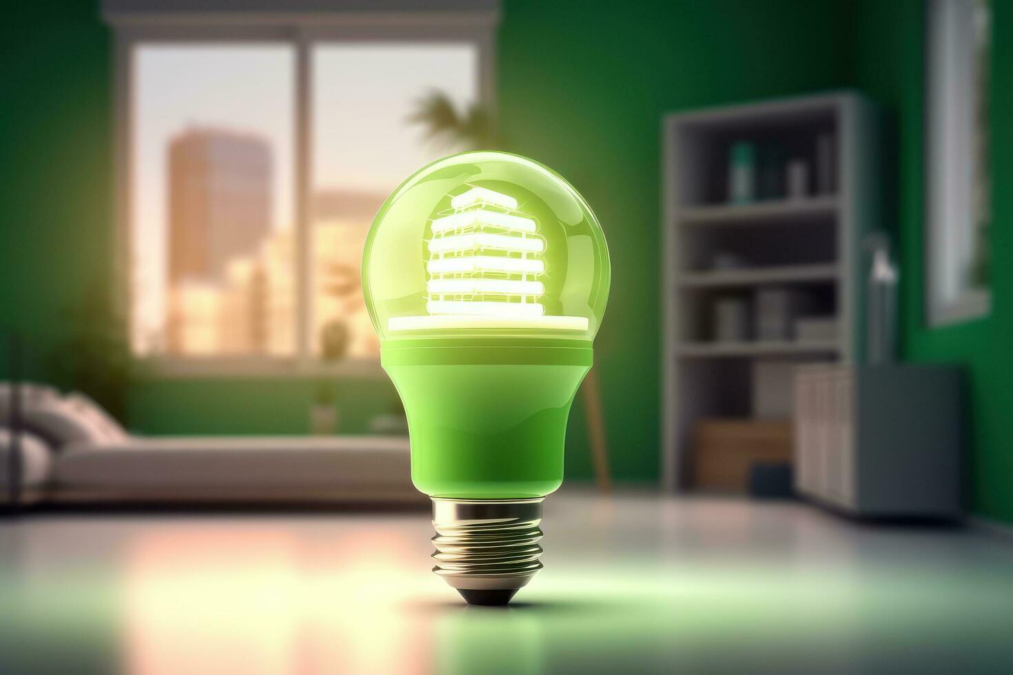 Eco Friendly Lightbulb, Energy Efficiency, Renewable and Sustainable Energy Concept. Generative Ai photo