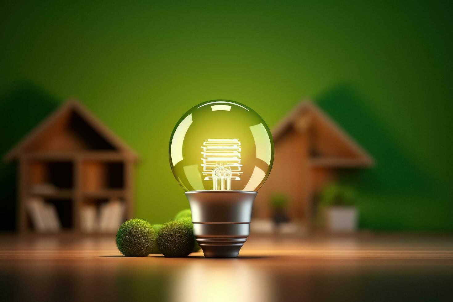 Eco Friendly Lightbulb, Energy Efficiency, Renewable and Sustainable Energy Concept. Generative Ai photo