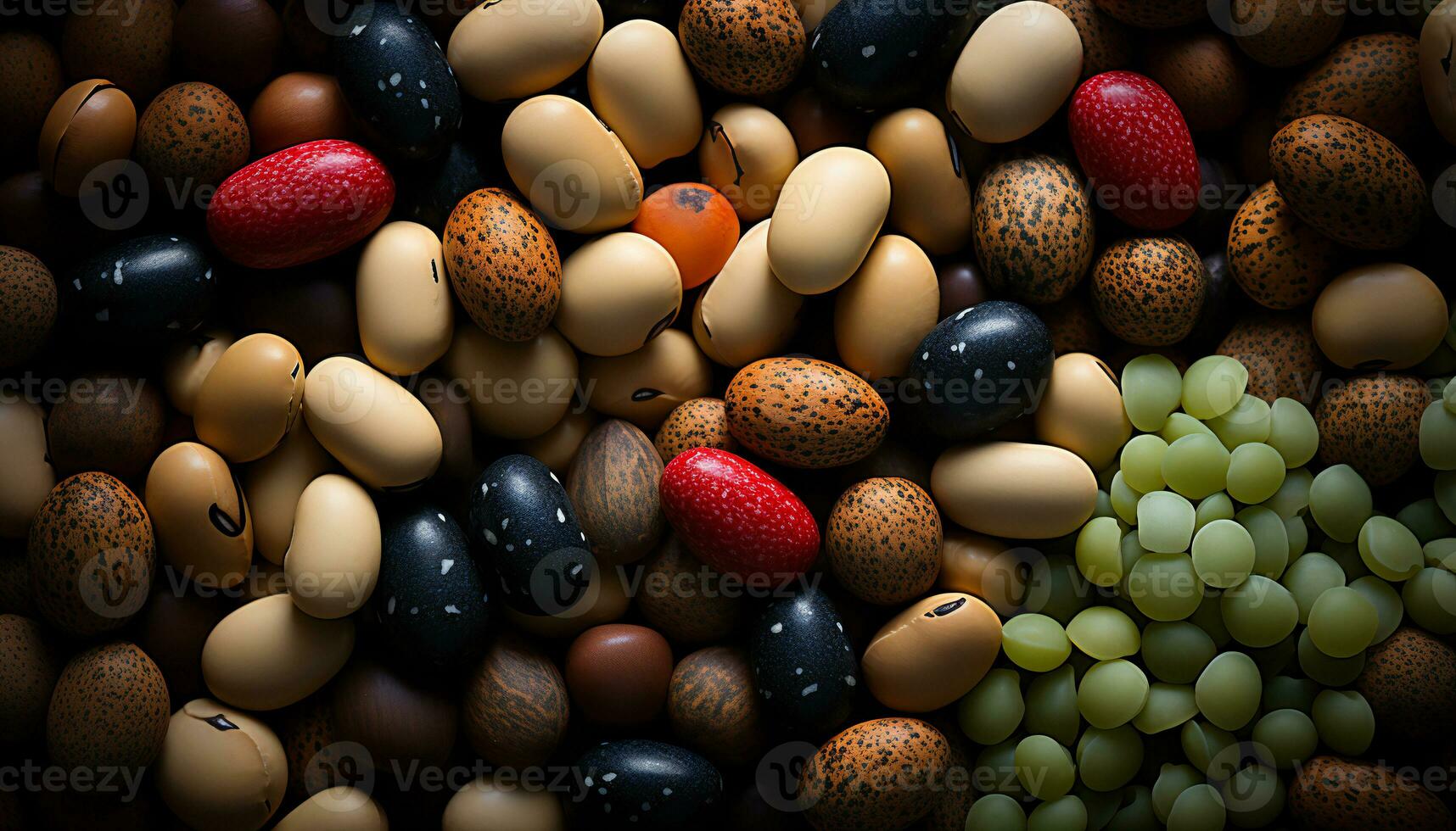 Fictitious recreation of legumes seen from above. Illustration AI photo