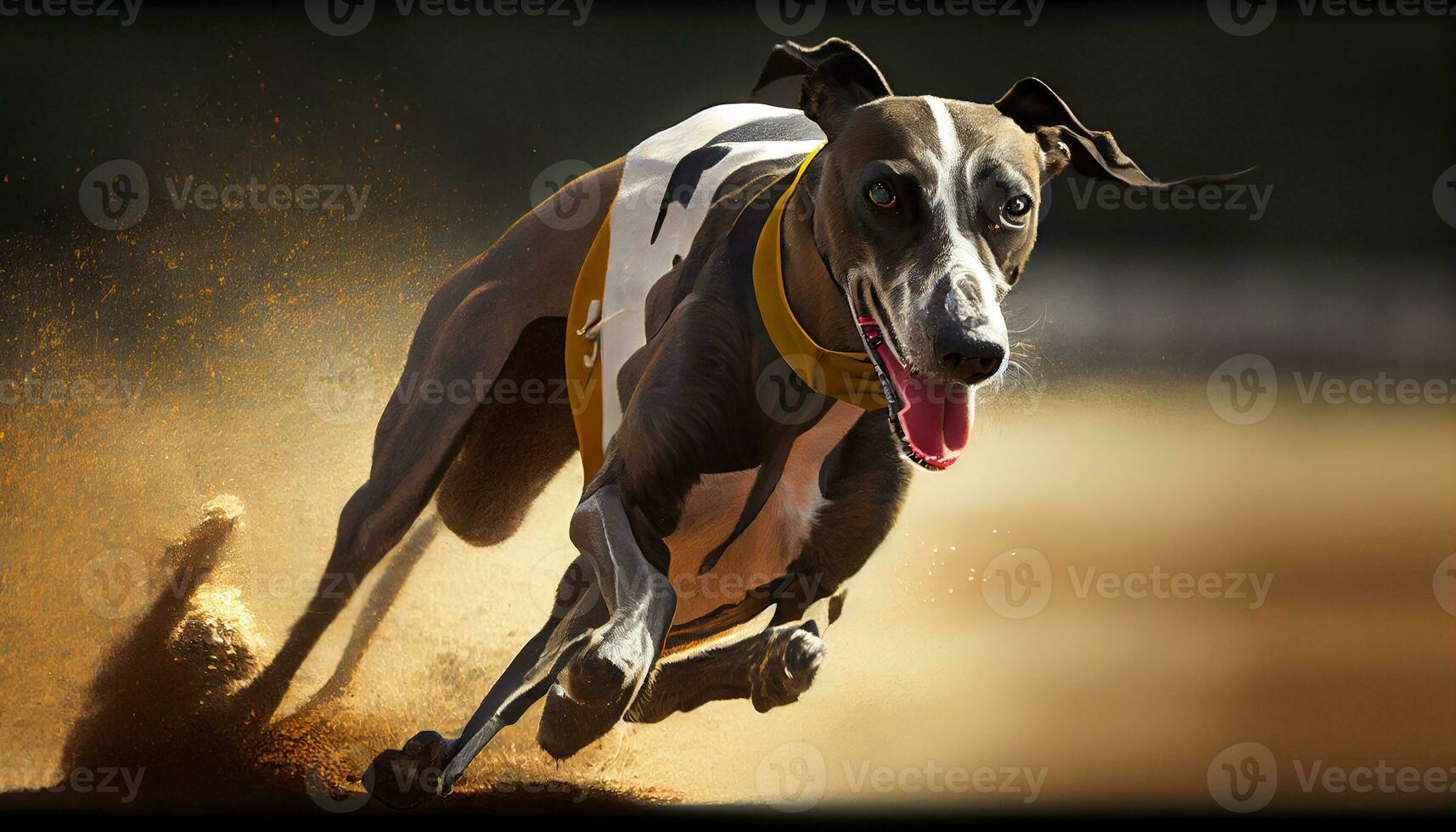 Race dog running in a dogs race . Intelligence Artificial photo