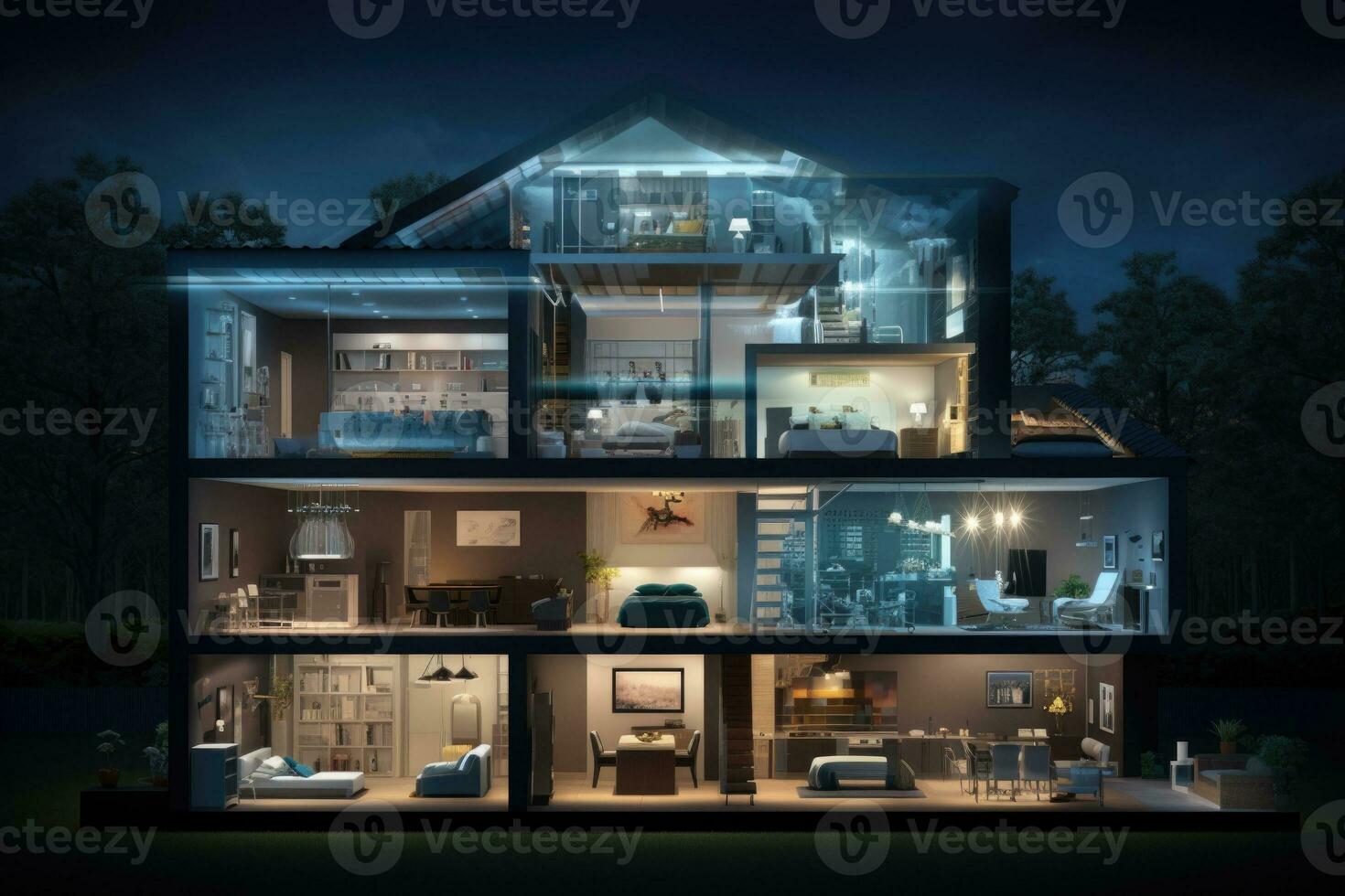 House cross section. Building project cutaway. Generative AI photo