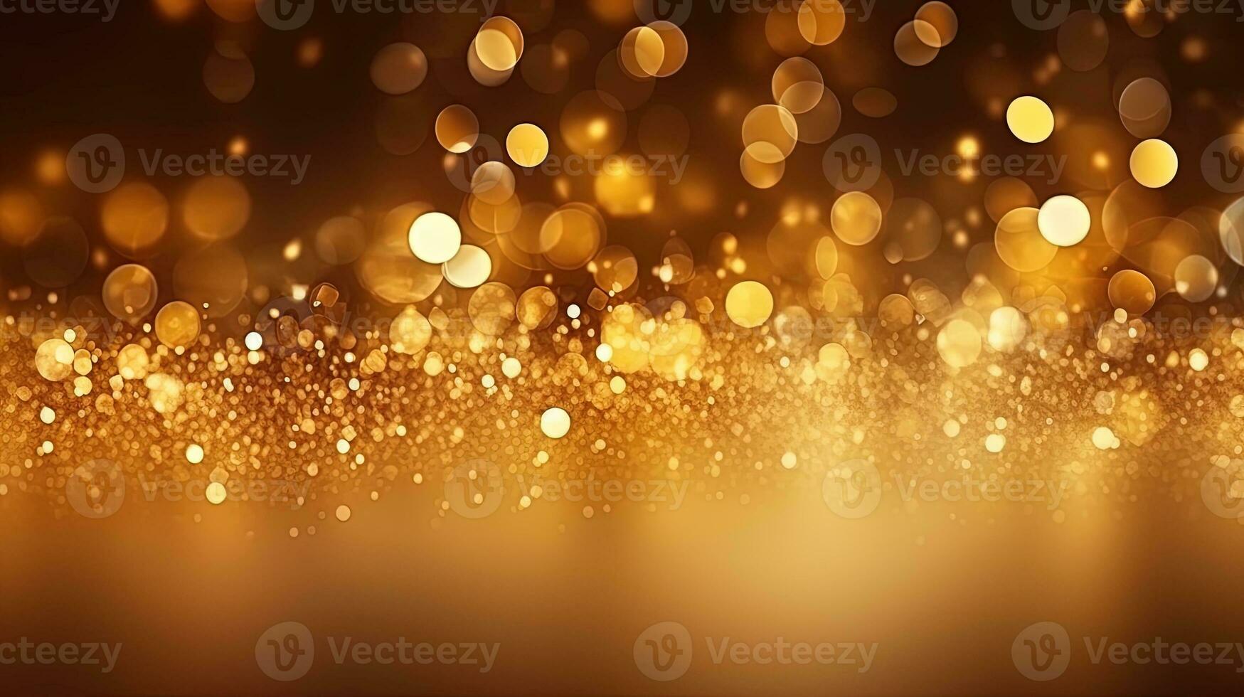 Gold glitters background. shimmering blur spot lights Bokeh Shiny gold light background texture. photo