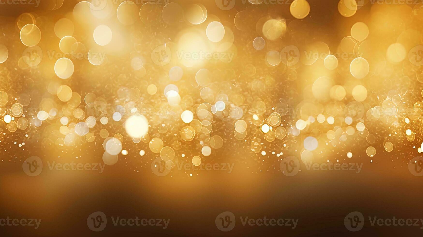 Gold glitters background. shimmering blur spot lights Bokeh Shiny gold light background texture. photo