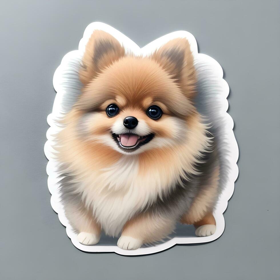 Pomeranian dog sticker vector art ai generate photo