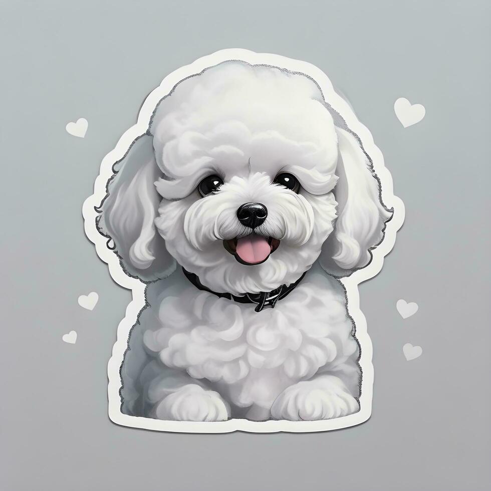 Bichon frise dog sticker vector art ai generate photo