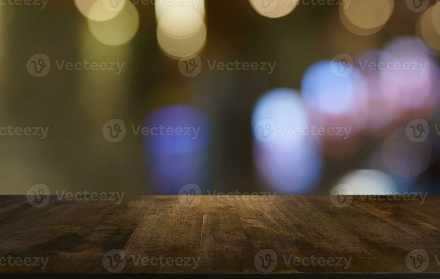 Empty wood table top and blur of out door garden background Empty wooden table space for text marketing promotion. blank wood table copy space for background photo