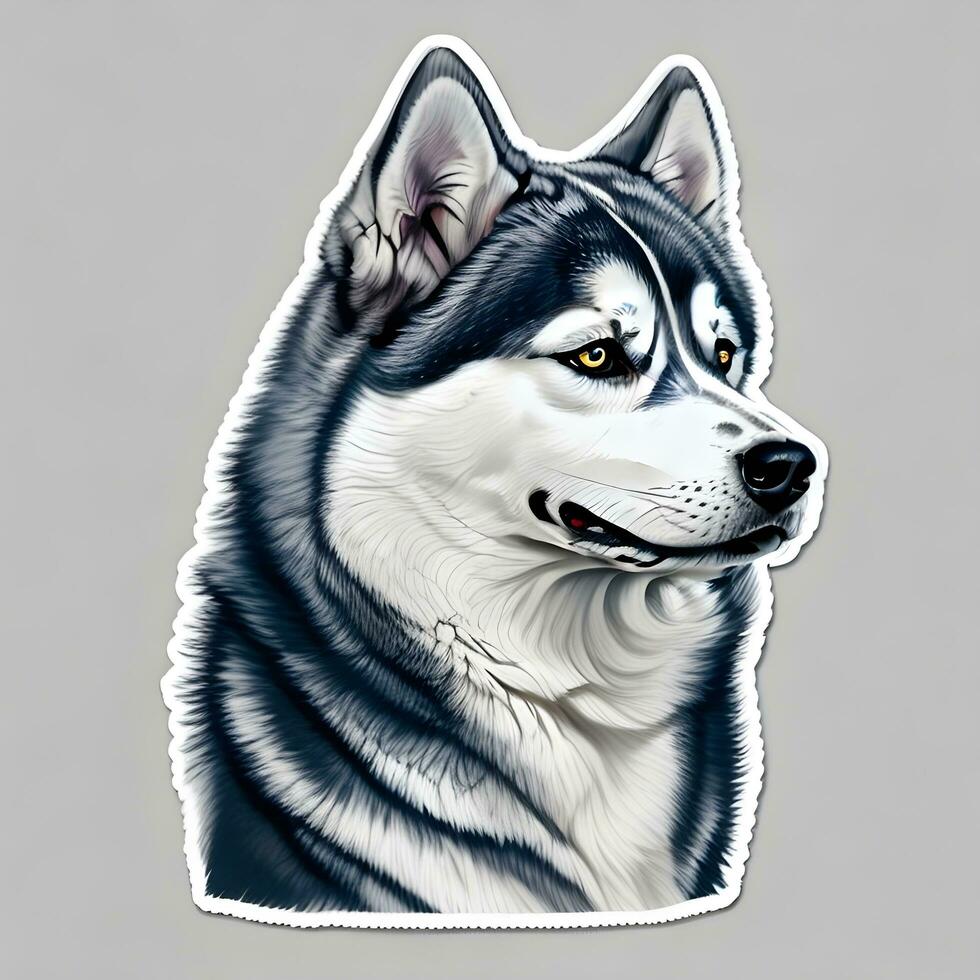 Siberian husky dog sticker vector art ai generate photo