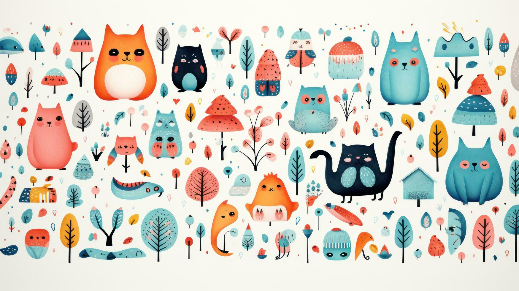 Whimsical and playful design with cute characters and objects photo