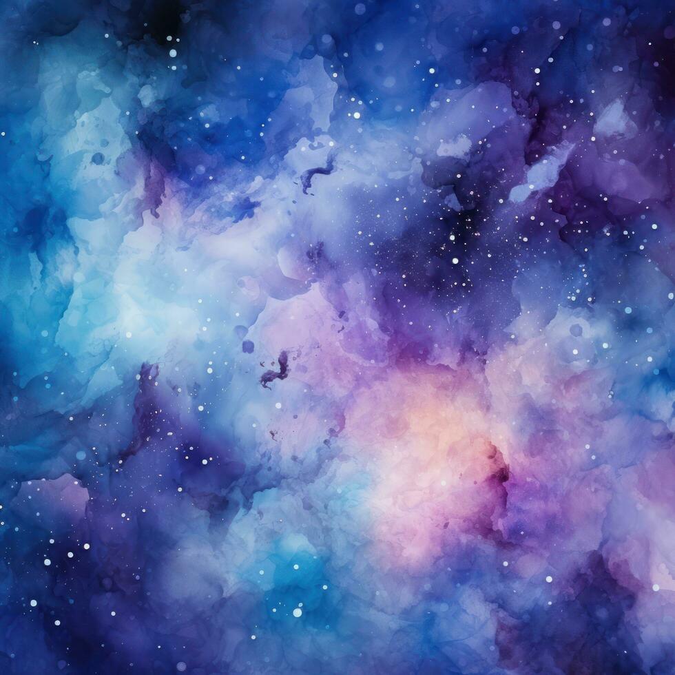 Blue and purple watercolor galaxy background photo