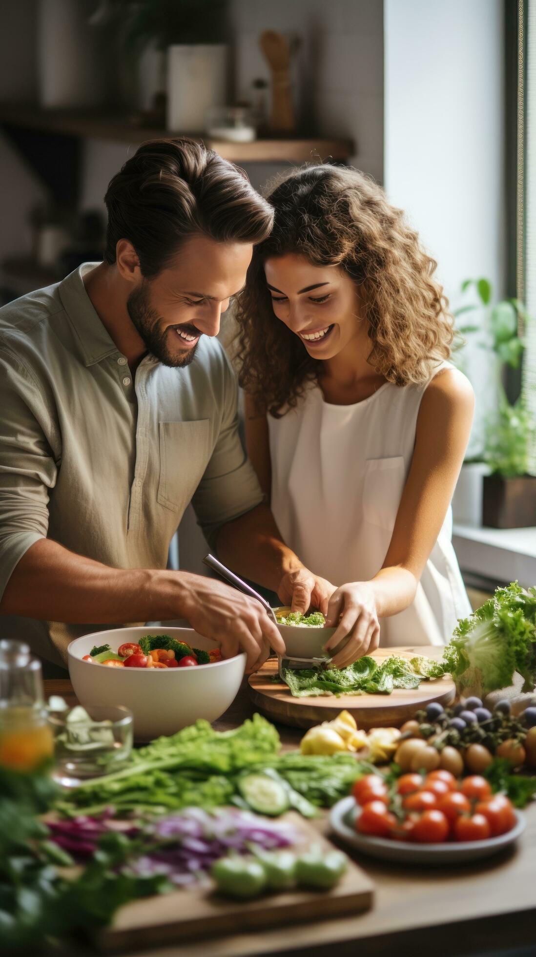 Young couple cooking healthy meal in kitchen 29773413 Stock Photo at