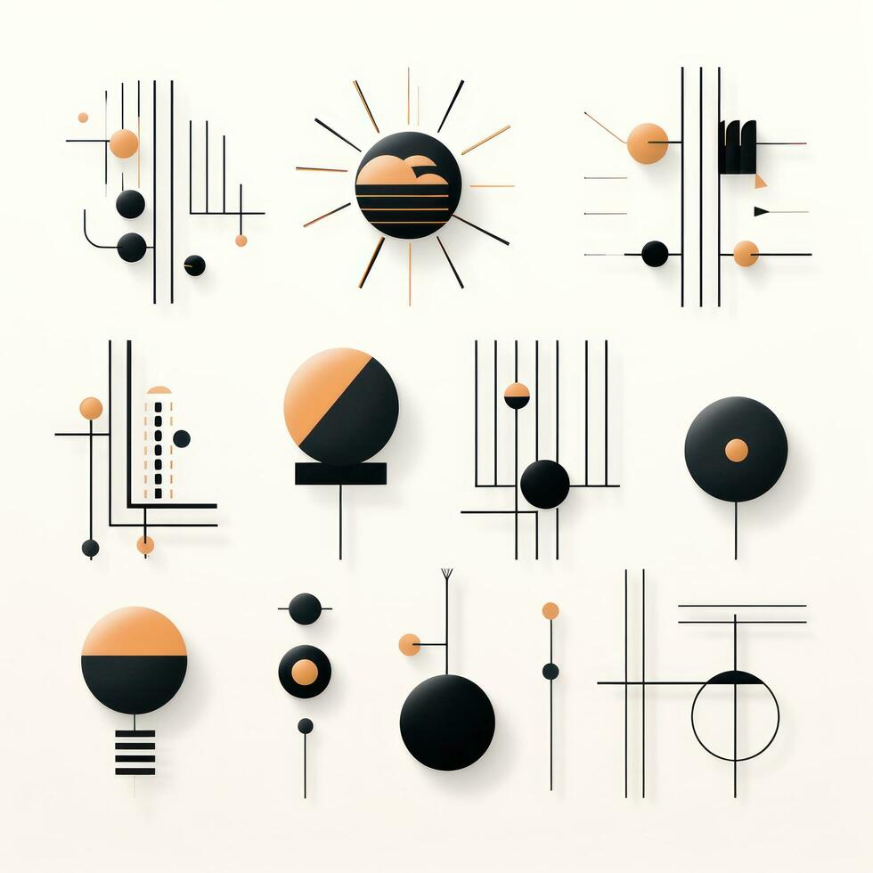 Minimalistic designs featuring geometric shapes and lines photo