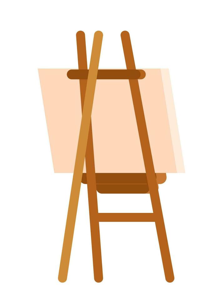 Canvas easel 2D cartoon object. Drawing painting studio. Artist material isolated vector item white background. Gallery exhibition equipment. Square canvas frame on tripod color flat spot illustration