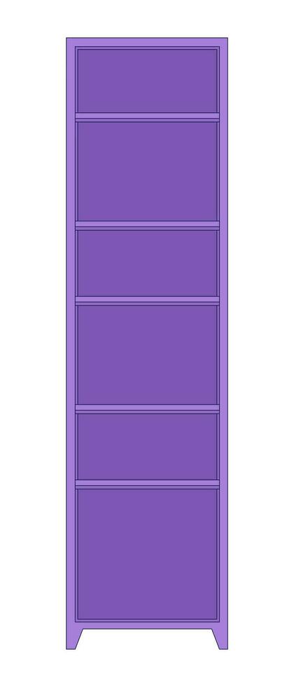 Vertical bookcase tower 2D linear cartoon object. Knowledge bookshelf. Tower shelf storage isolated line vector element white background. Shelves for organizing books color flat spot illustration