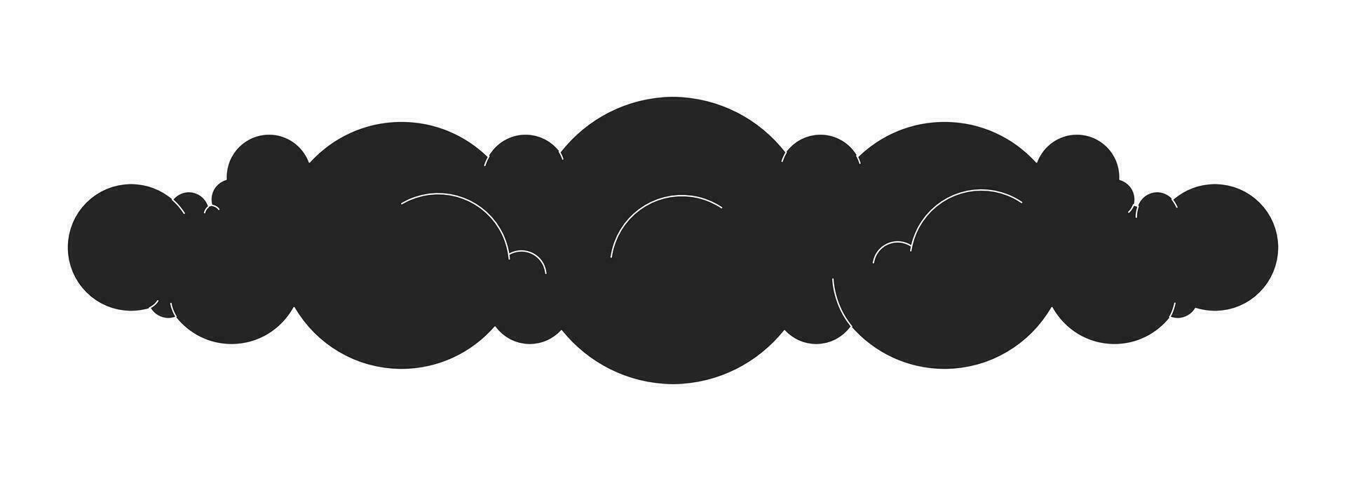 Puffy cloud black and white 2D line cartoon object. Cumulus cloud isolated vector outline item. Cumulonimbus sky. Cloudy forecast weather. Heaven cloudscape monochromatic flat spot illustration