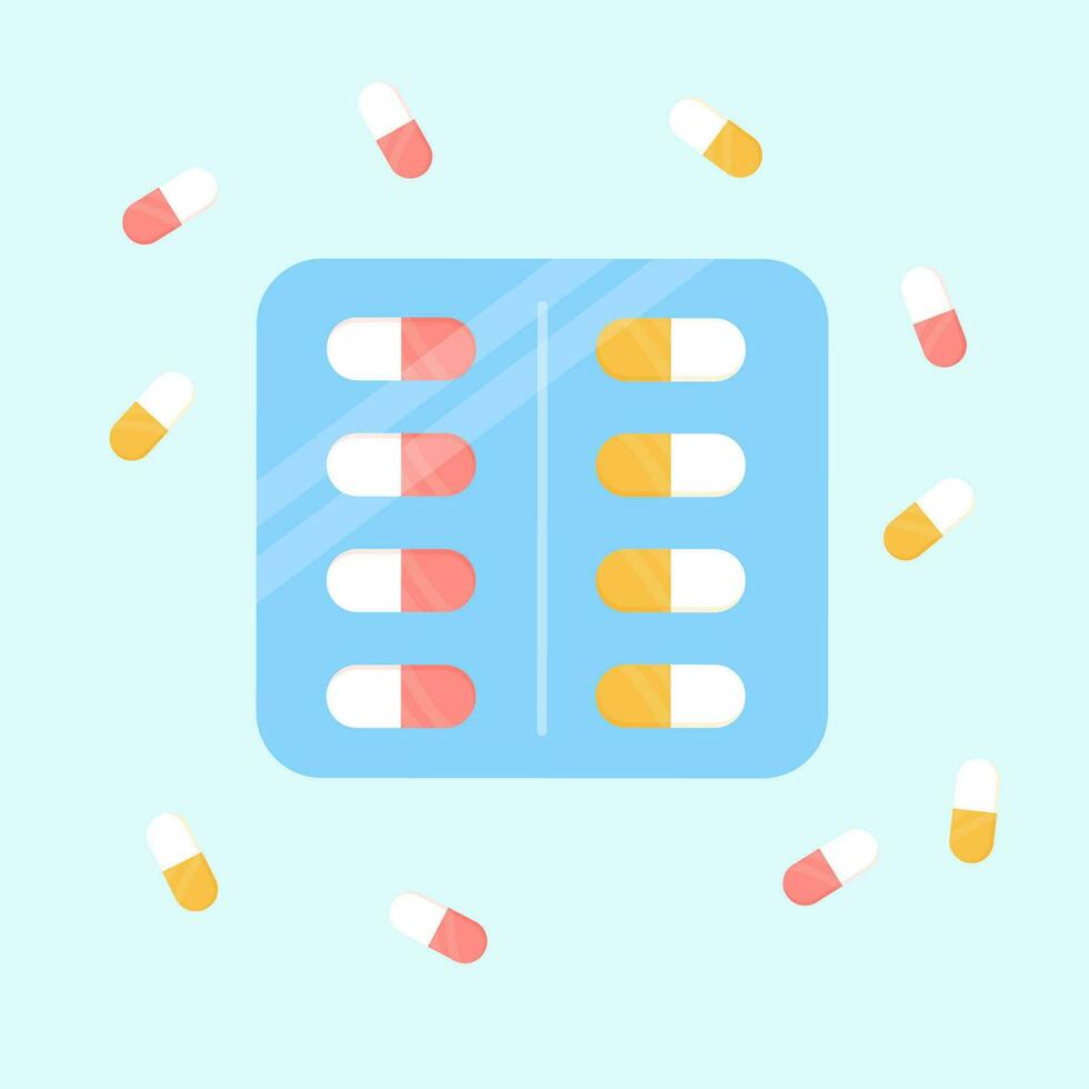 tablets pills in a blister, a medical preparation vector