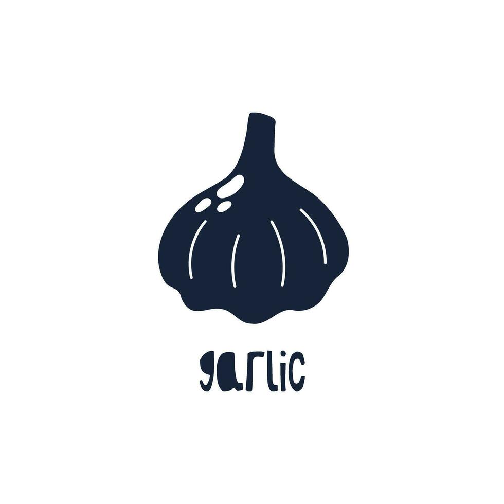 Black and White label spice herb garlic vector