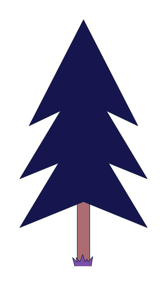 Conifer fir tree 2D linear cartoon object. Evergreen pine tree isolated line vector element white background. Woods forest pinetree. Vegetation. Woodland spruce color flat spot illustration
