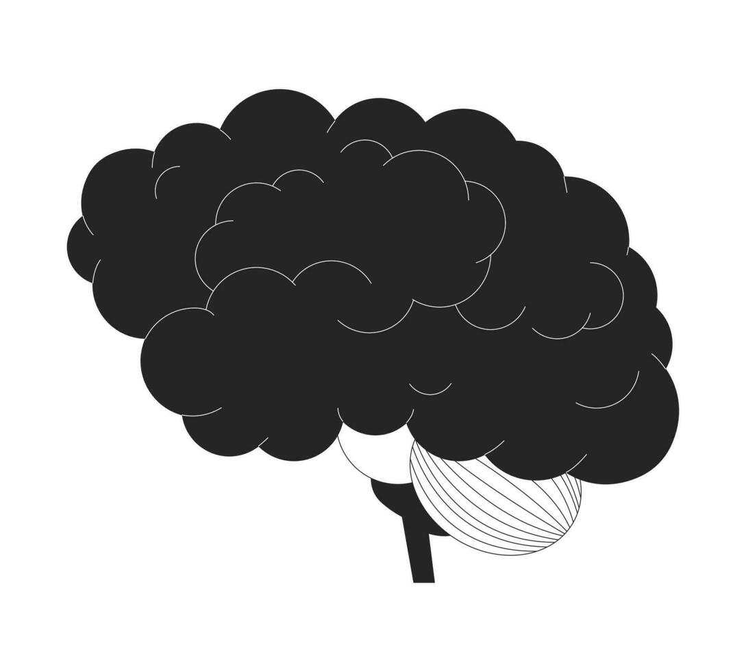 Human brain organ black and white 2D line cartoon object. Head internal organ structure isolated vector outline item. Brainpower. Mind psychology and biology monochromatic flat spot illustration