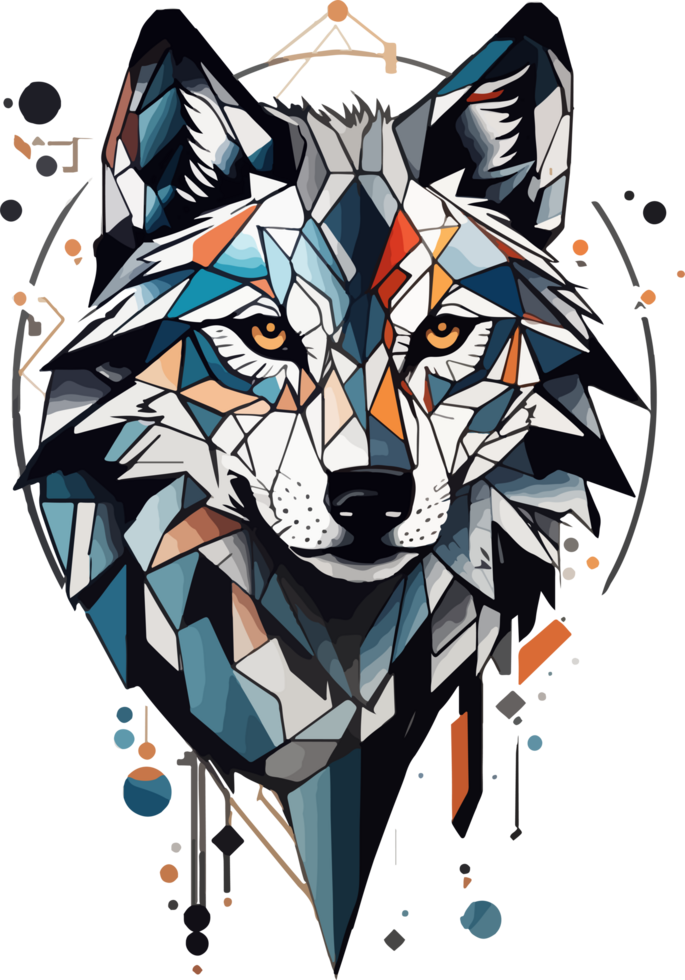 Wolf Low Poly Logo Clip Art AI Generative png