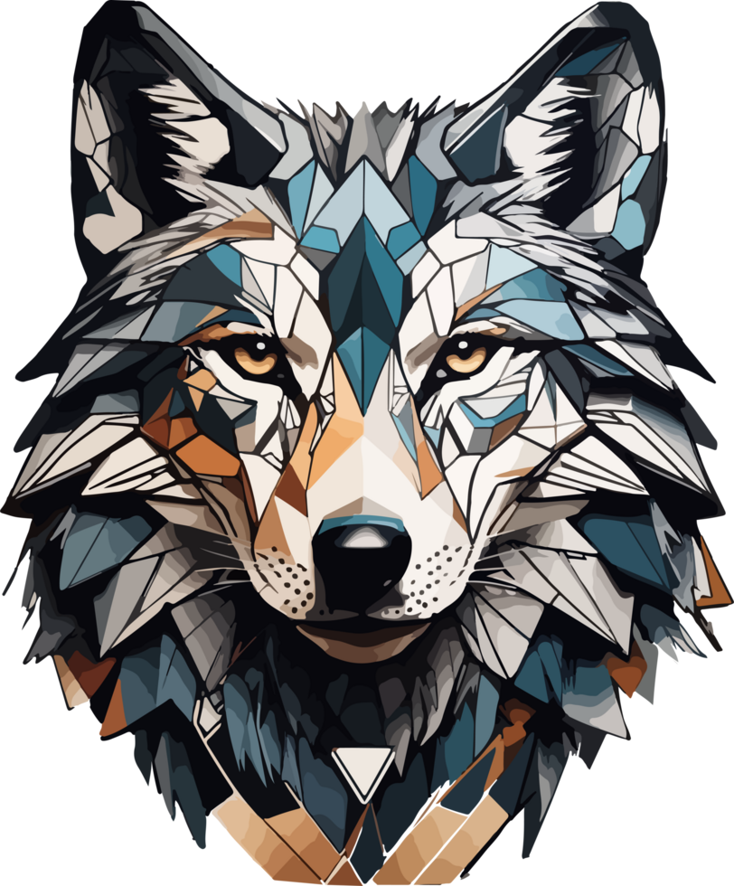 Wolf Low Poly Logo Illustration AI Generative png