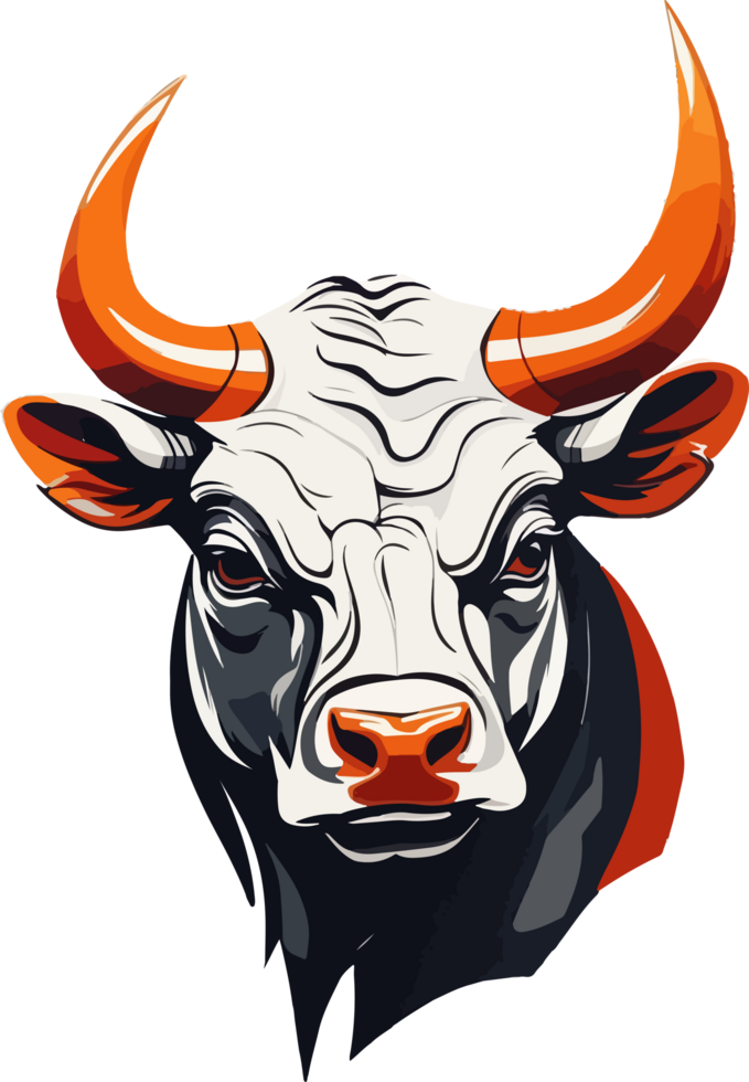 Bull Head Minimal Logo Mascot Clip Art with AI Generative png