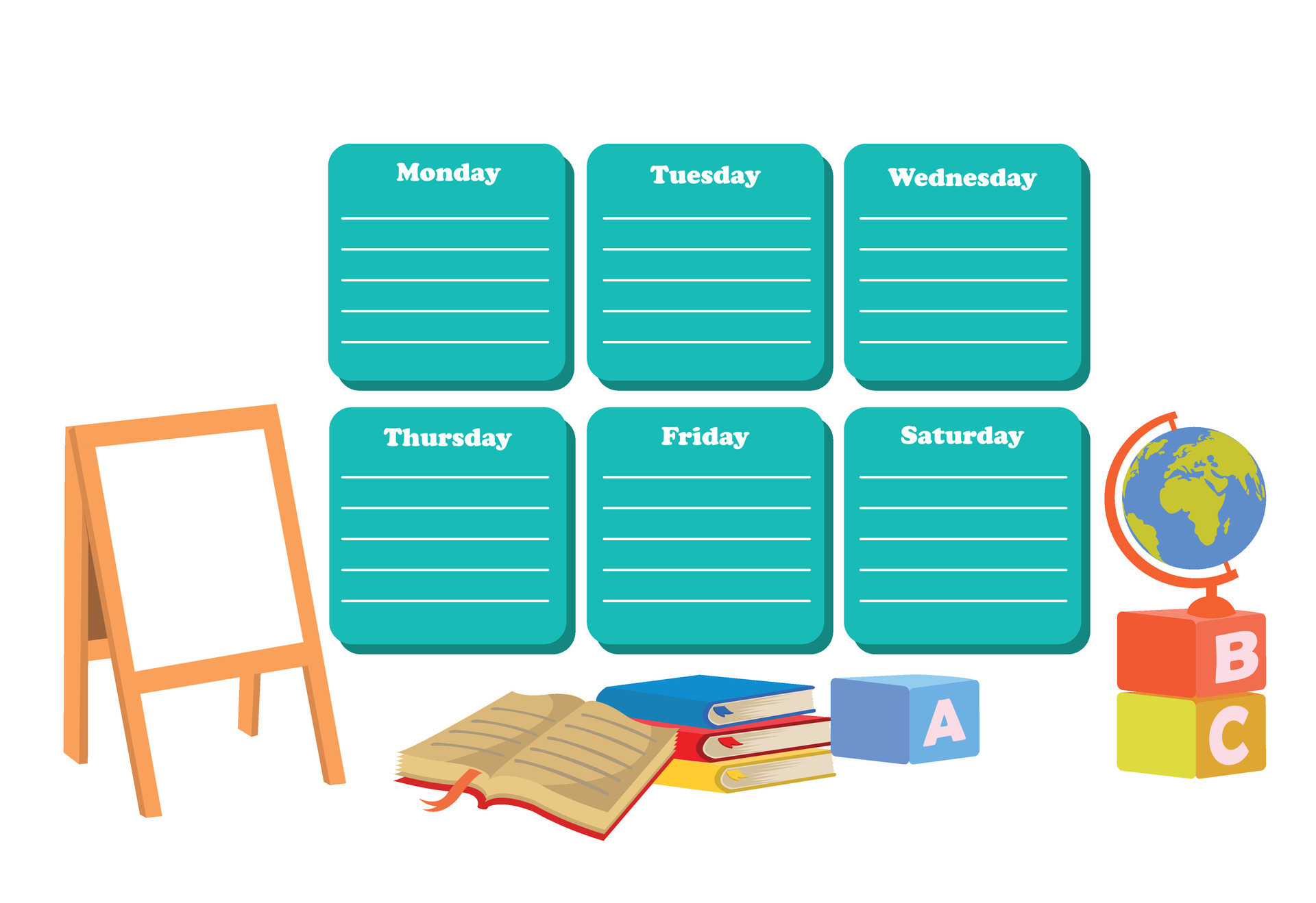 Back to school timetable. Hand drawn. Classroom timetable. Plan note