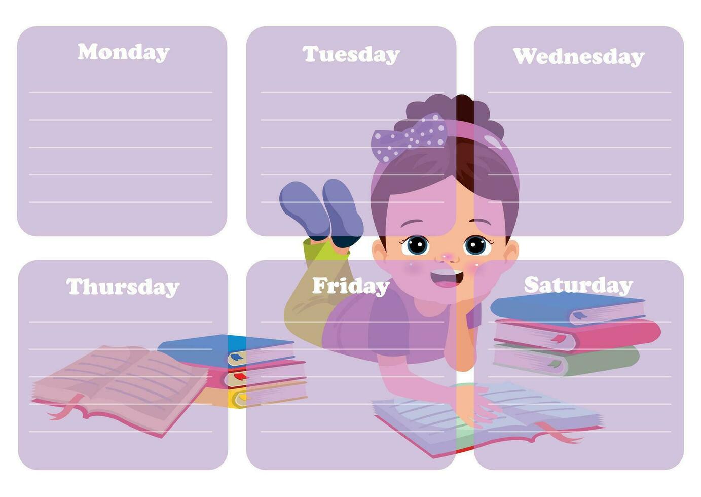 Back to school timetable. Hand drawn. Classroom timetable. Plan note education. Planner, table class. Child, academic template. Organizer paper weekly. Vector illustration.