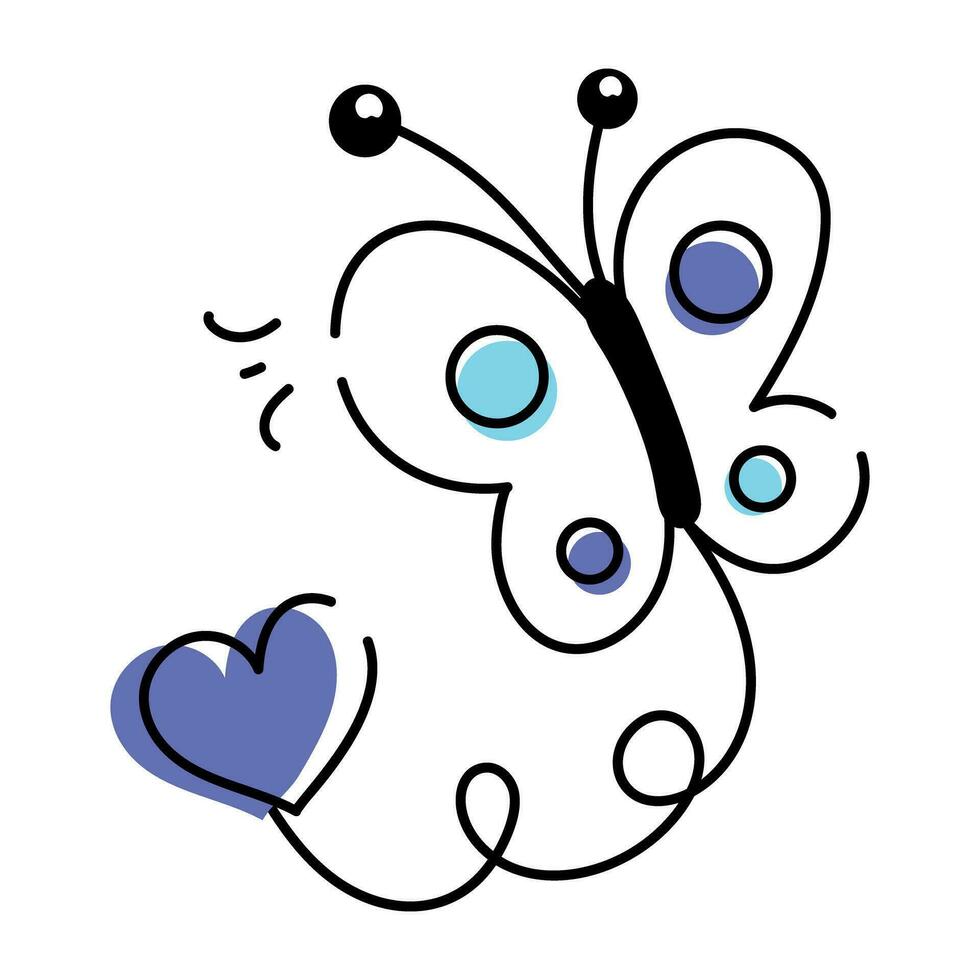 Get this doodle icon of a love butterfly vector