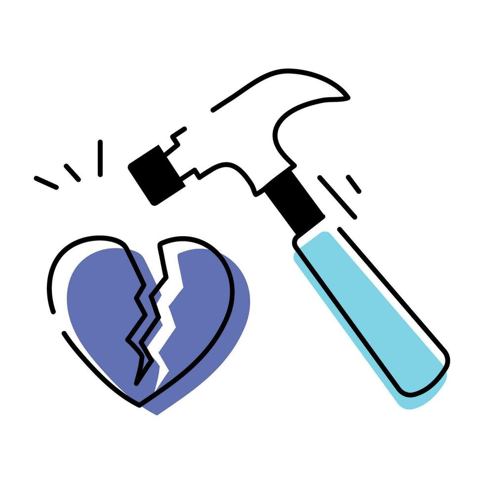 Doodle style icon depicting heart vector