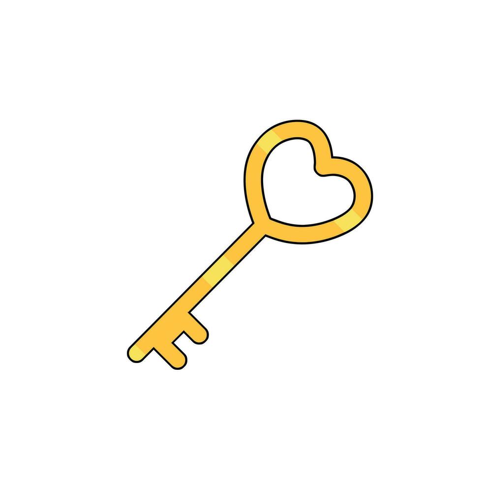 dorado corazón llave icono para san valentin día. antiguo medieval amor símbolo aislado en blanco antecedentes vector