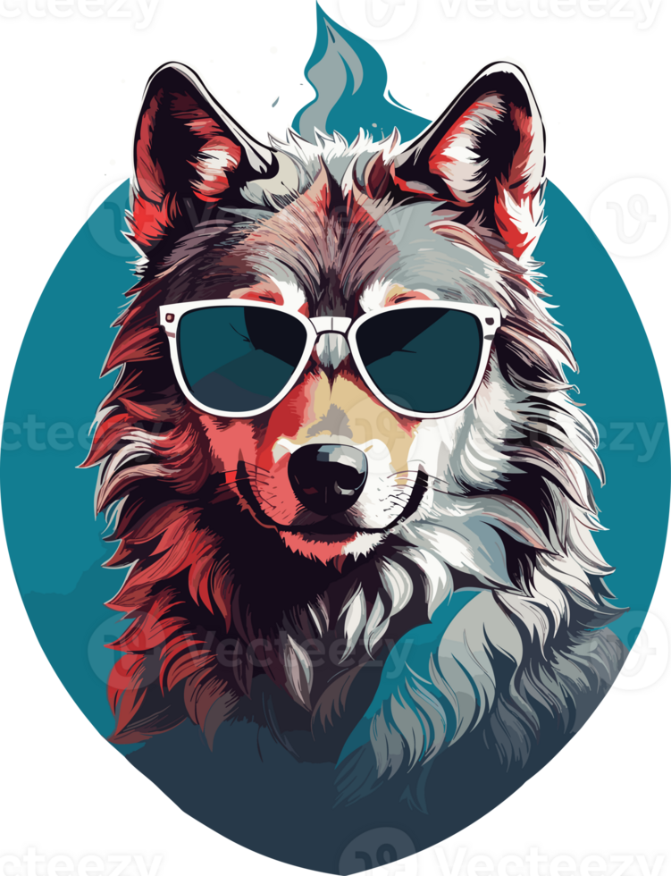 Sonnenbrille tragend Wolf ein Heulen Sinn von Mode ai generativ png