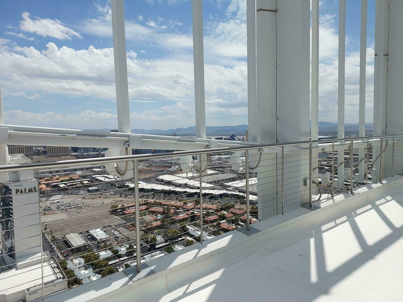 LAS VEGAS, NEVADA - 10.08.2023 View of Las Vegas hotel resorts and casinos from the rooftop of Las Vegas Palms place penthouse. More than 40 million people visit Las Vegas every year. photo